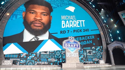 The Panthers are getting one heck of a player and leader in Mike Barrett 📺 #NFLDraft on NFLN/ESPN/ABC #ProBlue | Michigan Football