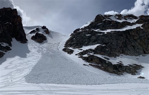 Spring Avalanche Partially Catches One Along Wyoming's Beartooth Pass