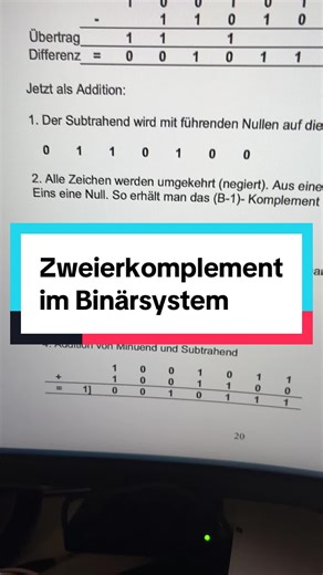 So funktioniert Addition mit zwei Kompliment im Binärsystem #binärsystem #zweierkomplement #addition