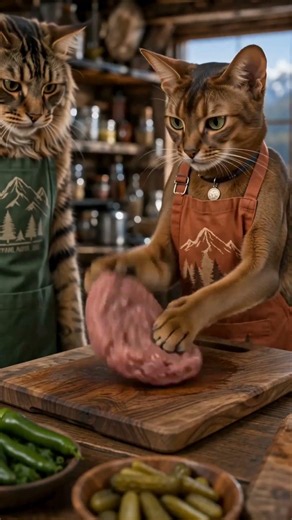 Colorado green chile cheeseburgers from Romano & Lucia 🤗 #cutecats #cooking #colorado