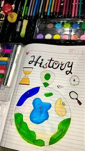 History Project File Design 🌍✨ | Easy Aesthetic Notebook Decoration Ideas. #subscribe #like #support