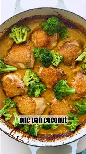 Easy one pan coconut curry chicken thighs. #easydinnerrecipe #weeknightdinner