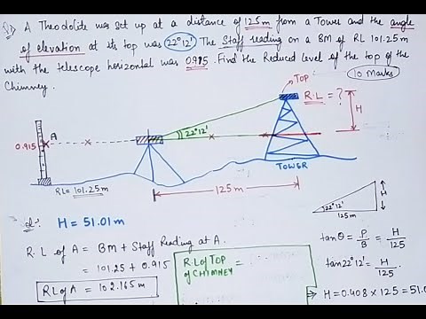 Surveying - TRIGONOMETRIC LEVELLING (theodolite numerical problems when base is accessible)