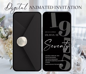 70th Birthday Evite for Men: Modern 70th Invite Her Him, Digital Animated Black Cheers to Seventy Born in 1955 DIY Canva Editable Invite Men - Etsy Australia