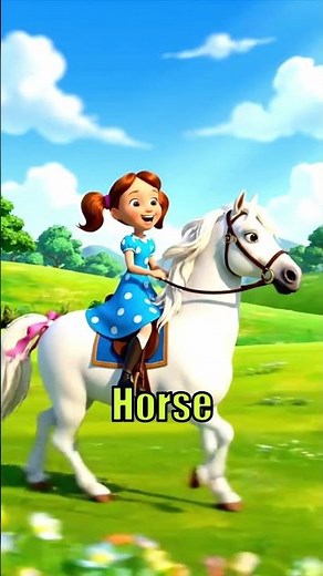 Girl Rides Horse, Cow & Pig Farm Fun! Kids Cartoon Adventure