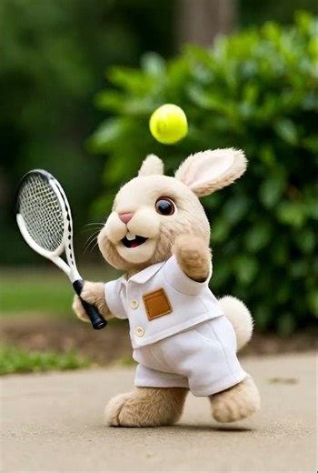 The rabbit is playing in the shade.