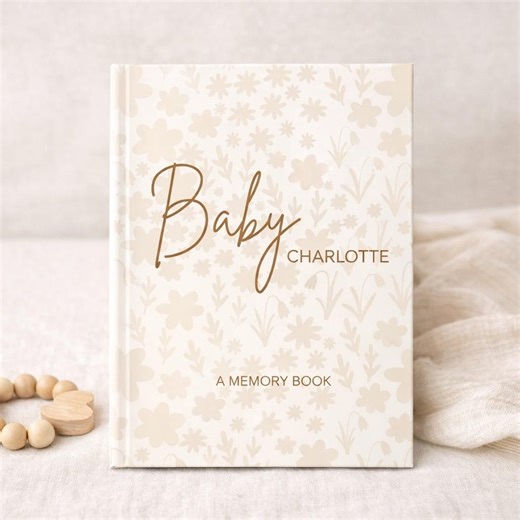 Personalized Baby Memory Book, Neutral Floral Keepsake Journal, New Mom Gift for Newborn - Etsy