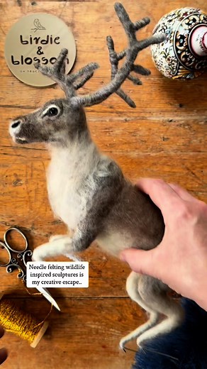 4.4K views · 1.2K reactions | Enjoy Your Creative Escape, Anytime — Access needle felting lessons online and learn how to sculpt this reindeer at your own pace. The Flying Reindeer kit is now back in stock to order please email birdieandblossom01@gmail.com #needlefelting #feltingartist #reindeer #needlefeltingart #fibreart #feltsculpture #christmasdecor #woolsculpture | Birdie and Blossom | Facebook