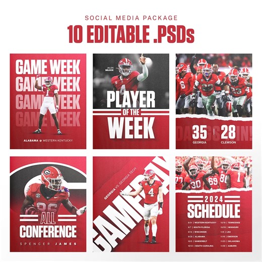 Sports Photoshop Templates Social Media - Gameday, Score, Schedule Graphics, and More | 10 PSD Templates - Etsy