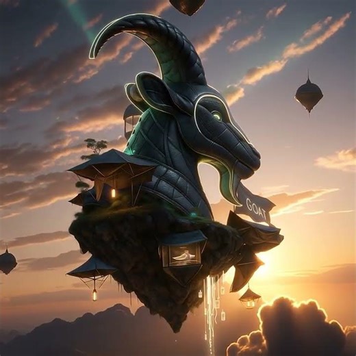 Floating GOAT: Neon Sculpture on Sunset Island