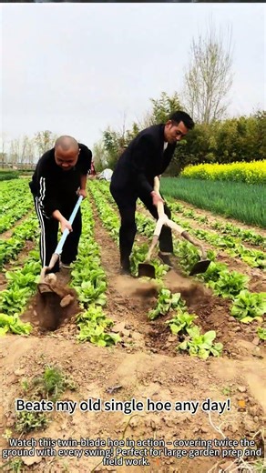 Twin hoe digging: double the speed! 🚜