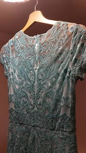 Elegant Long Lace Evening Dress in Turquoise With Silver Embroidery Perfect for Weddings and Galas. - Etsy