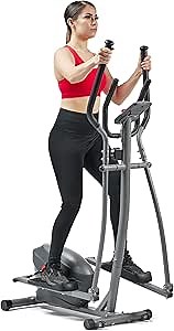 Sunny Health & Fitness Upright Elliptical Machine, Full Body Cardio Exercise with Adjustable Resistance, Arm and Leg Workout Machine, SunnyFit App via Bluetooth Optional Electro-Magnetic Resistance