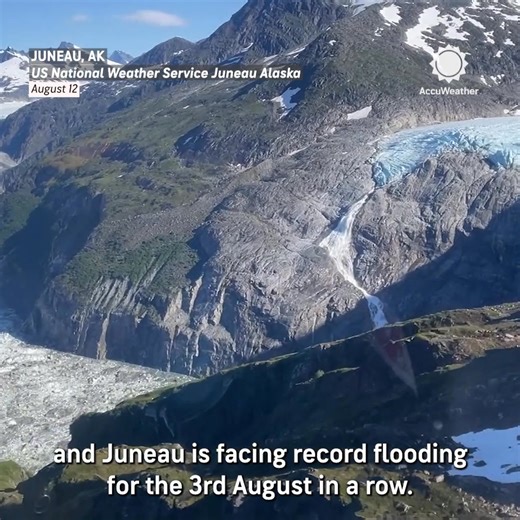 A wave of water gushing out of an Alaskan glacier is threatening significant, potentially record-breaking flooding in the state capital of Juneau for the third consecutive August.⁣ http://bit.ly/47ee3eP | AccuWeather