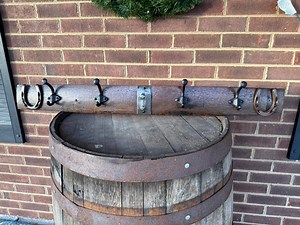 Bourbon Barrel Stave Coat Rack: Rustic Kentucky Reclaimed Wood With Iron Hooks and Horse Shoes - Etsy