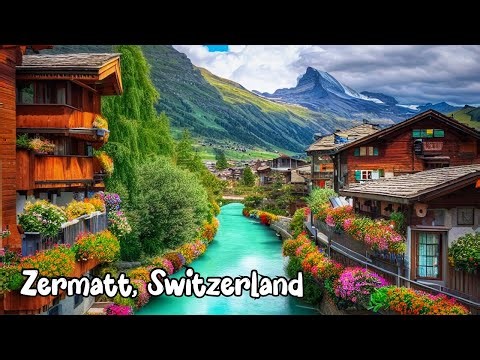 Zermatt, Switzerland, walking on sunny day 4K - A Beautiful Swiss town with Matterhorn view