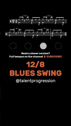 12/8 Blues Swing │ Drum Tutorial │ Sheet Music + Play-Along | 80 BPM #Shorts