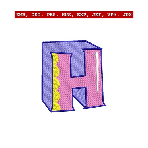 Letter H Embroidery Design for Baby & Kids Clothes | Alphabet Initial Machine Embroidery, Instant Download - Etsy