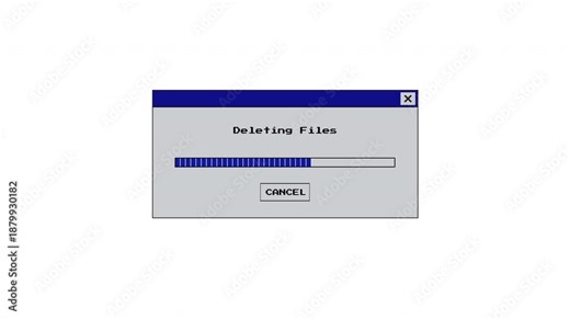 4K Retro Software Uninstaller Window and Deleting File Animation with Alpha Channel