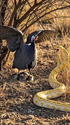 Owl Saved Chick Of Guineafowls From Snake #ai #rescue #shorts