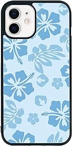 FANXI Blue Hibiscus Phone Case Compatible with iPhone 12/12 Pro 6.1 Inch - Shockproof Protective TPU Cute Flower Printed iPhone Case Designed for iPhone 12 Case for Men Girls Women