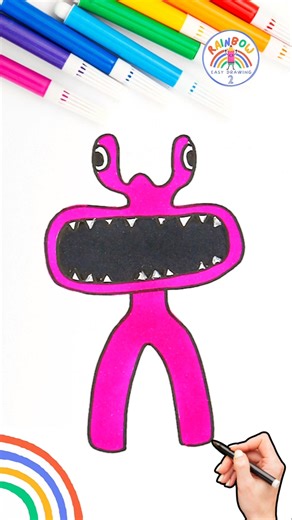 How to Draw Rainbow Friends | Draw Rainbow Friends Pink Easy 🌈🎮 #rainbowfriends #short #gaming