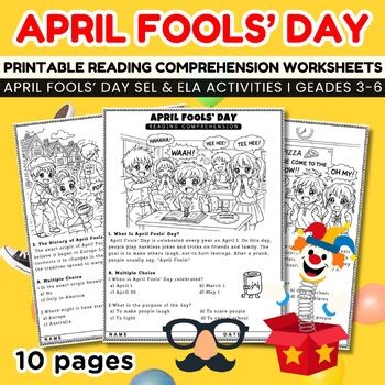 April Fools’ Day Reading Comprehension Worksheets, Passages with Questions