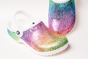 You can now buy glitter crocs including a bridal and a rainbow pair for £75