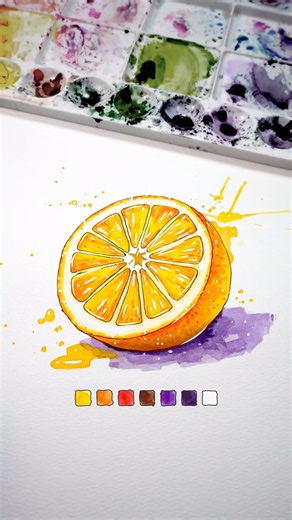 Making Watercolors Look JUICY! 🍊 #shorts