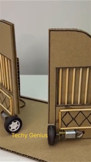 Cardboard open close gate mechanism with Dcmotor #tech #dcmotor