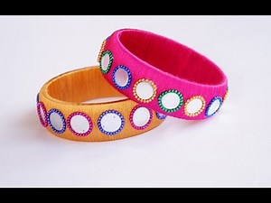Silk thread simple mirror fancy bangle making