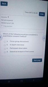 Which of the following would be considered a quantitative resea... | Filo