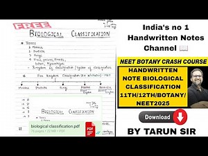 Biological Classification Handwritten Notes PDF by Tarun Sir | NEET 2026 | Important | Class 11
