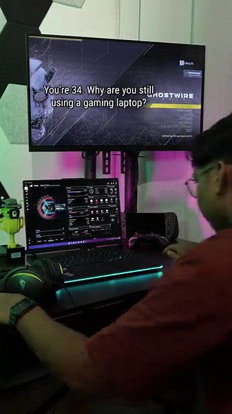 Still rocking a gaming laptop? Oh, we get it—you need that customisable RGB lighting to match your mood and the Armoury Crate to flex your settings like a boss. 🎮✨ Because who needs just performance when you can have style and vibes too? 😏 | ASUS Republic of Gamers