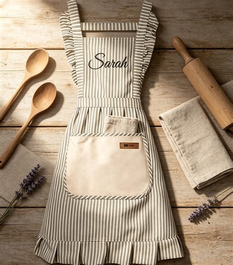 Personalized Embroidered Apron | Custom Name Striped Apron for Dad, Gift for Cook - Etsy