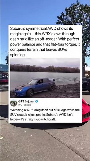 Subaru’s symmetrical AWD shows its magic again—this WRX claws through deep mud like an off-roader
