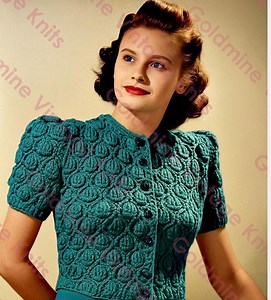 1940s Knit Cardigan Pattern, Puff Sleeve (PDF Pattern) - Etsy UK