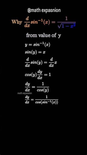 How to Differentiate \\sin^{-1}(x) Using the Chain Rule 📐 #math.expansion