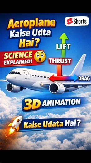 Aeroplane ✈️ kaise udta hai ? #3D animation #education