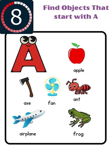 Find the objects that start with A. #FindTheObjects #alphabetlearning