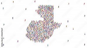Guatemala Map A large group of people form to create a Guatemala map. 4K Video Animation.