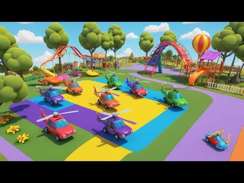 Seven Little Toy Helicopters Whirr Whirr | Vehicle Sounds & Counting Song