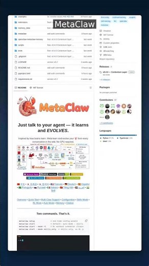 3.4K+ Stars • AI Agent | MetaClaw — Talk, Learn, and Evolve #shorts
