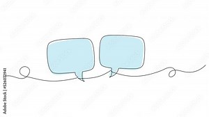 continuous line speech bubbles drawing, single line talk or discussion symbol animation