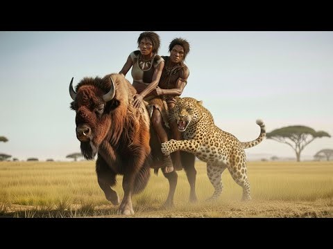 Life 3.1 M Years Ago: Homo habilis & Giant Bison VS Leopard Ancestors – The Deadliest Encounter