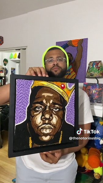 Biggie Art 🖼️ 🧶 [Credit: @Yarn Art Guy ] #TheNotoriousBIG #biggieart #biggiesmalls #juicy