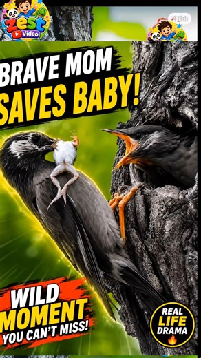 Baby Bird’s Shocking Meal! 😱 Brave Parent Delivers Unexpected Prey 🐦