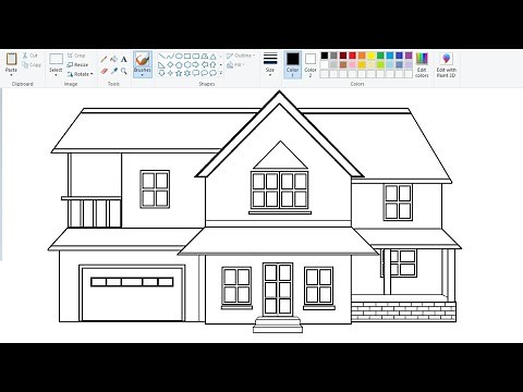 How to draw Home / House on computer | Bunglow Drawing on computer using Ms Paint Easily.
