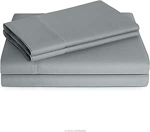 Linenspa 600 Thread Count Ultra Soft, Deep Pocket Cotton Blend Sheet Set - 3 pcs, Queen - Stone