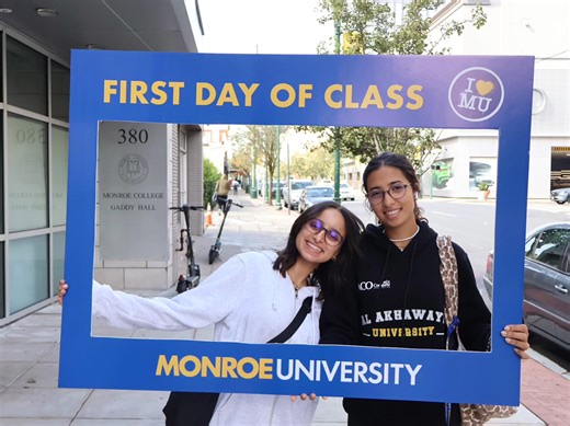 Welcome or welcome back to Monroe! 🎉 The first day of classes is here, and we’re excited to kick off an amazing semester together 💙📚✨ Recognize anyone? Tag them below! 👇 #MonroeUniversity #CollegeLife #WelcomeBack | Monroe University